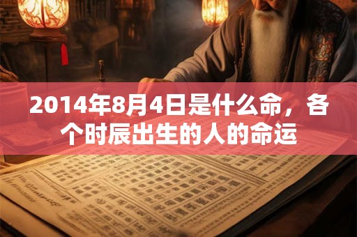 2014年8月4日是什么命，各个时辰出生的人的命运