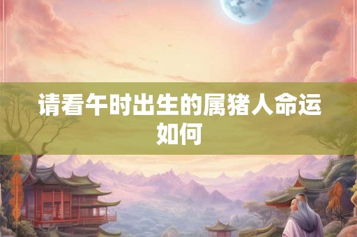 请看午时出生的属猪人命运如何