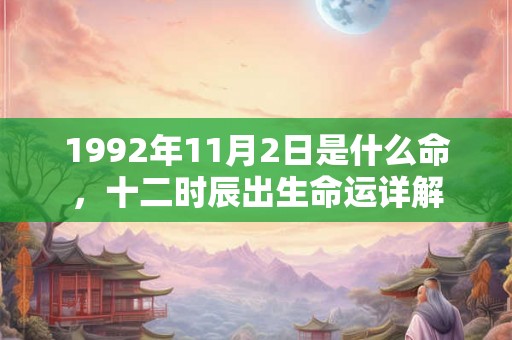 1992年11月2日是什么命，十二时辰出生命运详解
