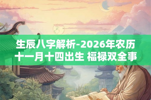 生辰八字解析-2026年农历十一月十四出生 福禄双全事业有成