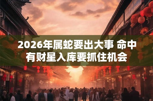 2026年属蛇要出大事 命中有财星入库要抓住机会 2026年属蛇要出大事 命中有财星入库要抓住机会