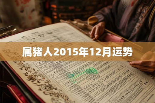 属猪人2015年12月运势