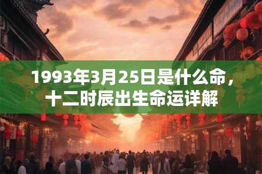1993年3月25日是什么命，十二时辰出生命运详解