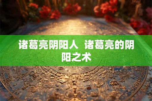 诸葛亮阴阳人  诸葛亮的阴阳之术