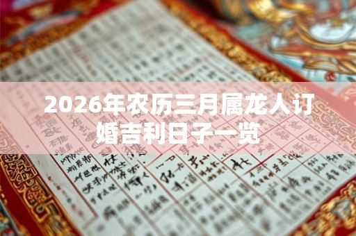 2026年农历三月属龙人订婚吉利日子一览 2026年农历三月属龙人订婚吉利日子一览