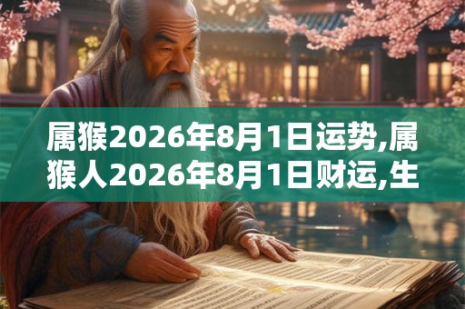 属猴2026年8月1日运势,属猴人2026年8月1日财运,生肖猴2026年8月1日运势