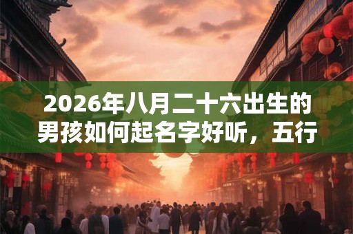 2026年八月二十六出生的男孩如何起名字好听，五行属什么