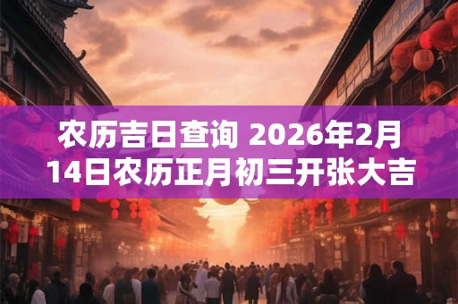 农历吉日查询 2026年2月14日农历正月初三开张大吉吗