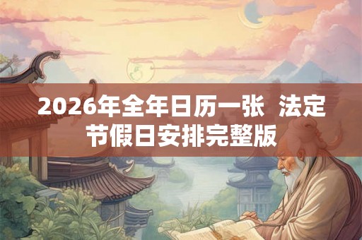 2026年全年日历一张  法定节假日安排完整版