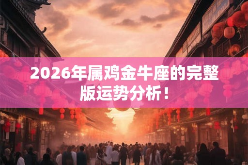 2026年属鸡金牛座的完整版运势分析！