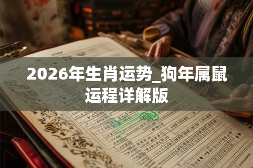 2026年生肖运势_狗年属鼠运程详解版