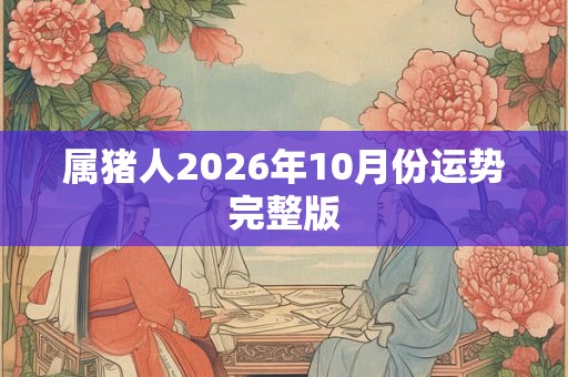 属猪人2026年10月份运势完整版