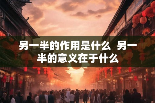 另一半的作用是什么  另一半的意义在于什么