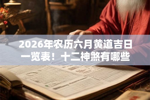 2026年农历六月黄道吉日一览表！十二神煞有哪些