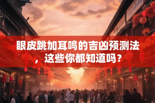 眼皮跳加耳鸣的吉凶预测法,这些你都知道吗? 眼皮跳加耳鸣的吉凶预测法,这些你都知道吗?