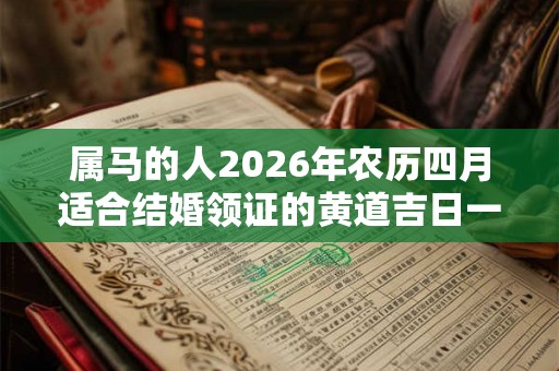 属马的人2026年农历四月适合结婚领证的黄道吉日一览