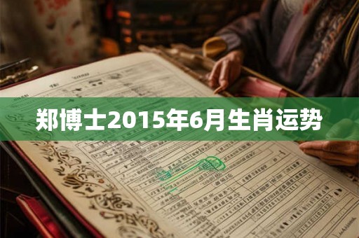 郑博士2015年6月生肖运势