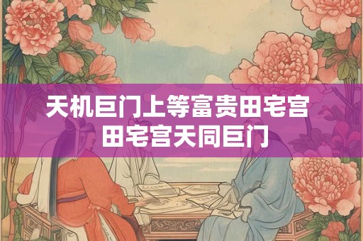 天机巨门上等富贵田宅宫 田宅宫天同巨门 天机巨门上等富贵田宅宫 田宅宫天同巨门