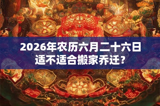 2026年农历六月二十六日适不适合搬家乔迁? 2026年农历六月二十六日适不适合搬家乔迁?