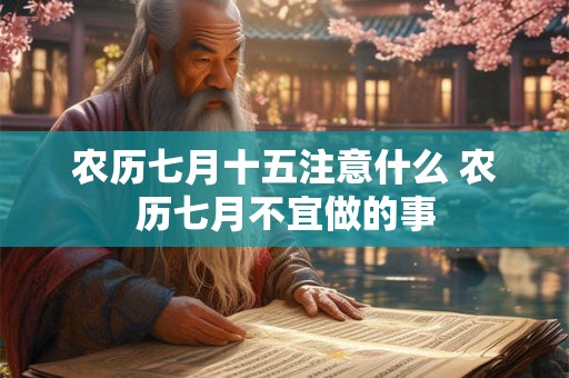 农历七月十五注意什么 农历七月不宜做的事