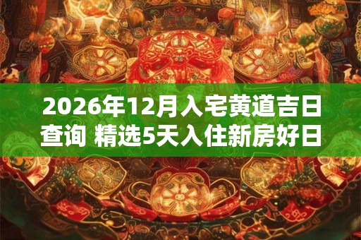 2026年12月入宅黄道吉日查询 精选5天入住新房好日子