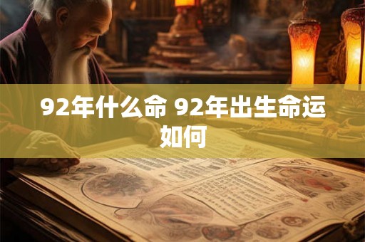 92年什么命 92年出生命运如何