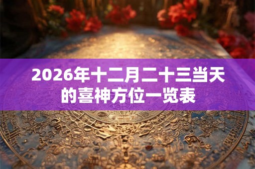 2026年十二月二十三当天的喜神方位一览表