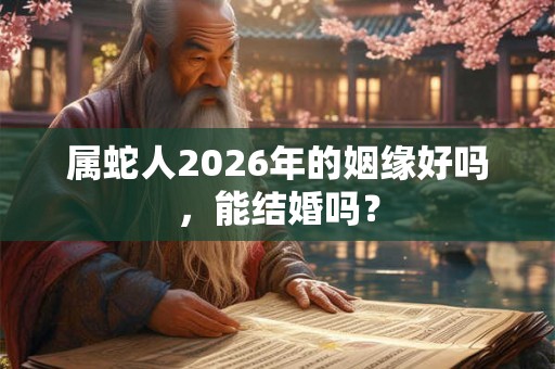 属蛇人2026年的姻缘好吗,能结婚吗? 属蛇人2026年的姻缘好吗,能结婚吗?
