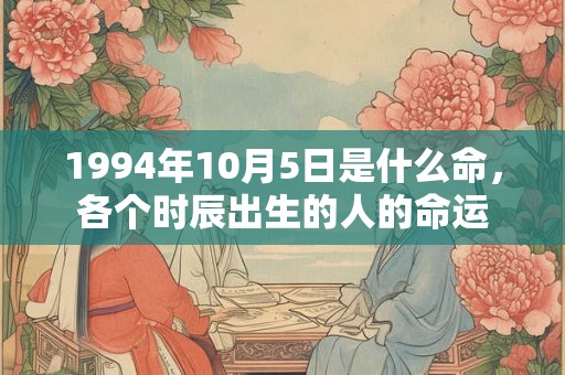 1994年10月5日是什么命，各个时辰出生的人的命运
