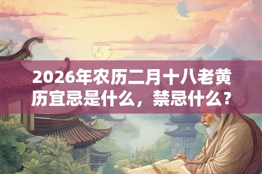 2026年农历二月十八老黄历宜忌是什么，禁忌什么？