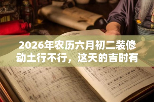 2026年农历六月初二装修动土行不行，这天的吉时有哪些？