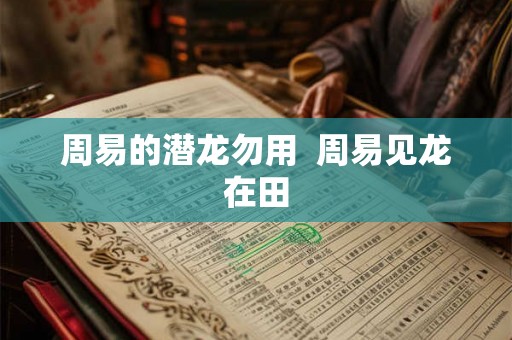 周易的潜龙勿用  周易见龙在田