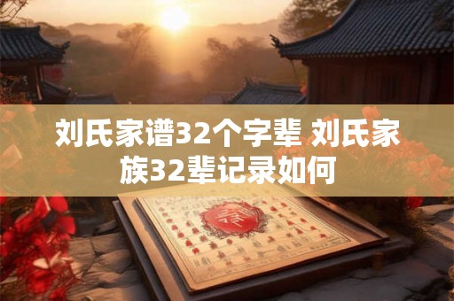 刘氏家谱32个字辈 刘氏家族32辈记录如何
