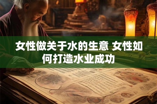 女性做关于水的生意 女性如何打造水业成功