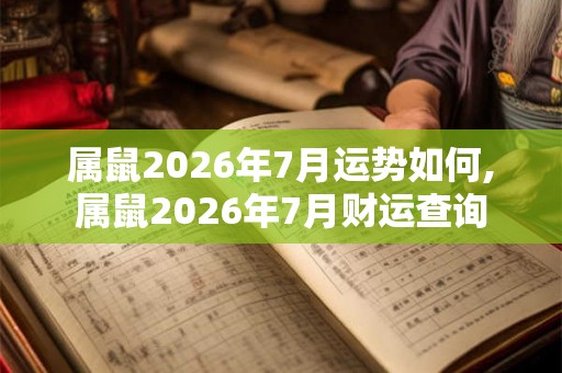 属鼠2026年7月运势如何,属鼠2026年7月财运查询