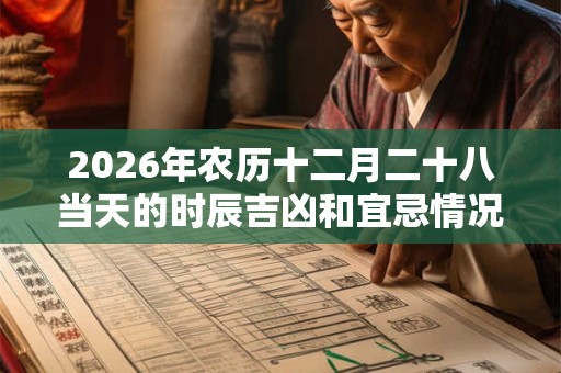 2026年农历十二月二十八当天的时辰吉凶和宜忌情况