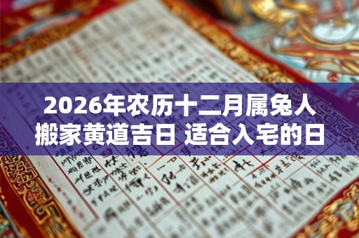 2026年农历十二月属兔人搬家黄道吉日 适合入宅的日子
