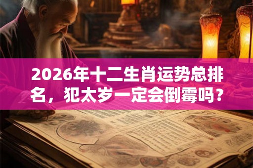 2026年十二生肖运势总排名，犯太岁一定会倒霉吗？