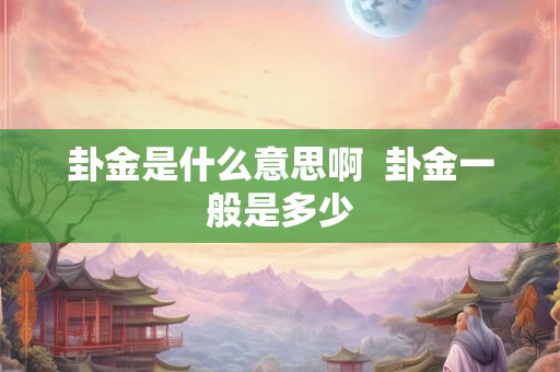 卦金是什么意思啊  卦金一般是多少