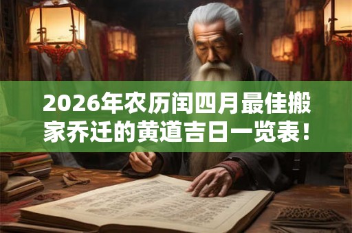 2026年农历闰四月最佳搬家乔迁的黄道吉日一览表！