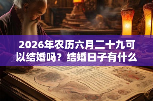 2026年农历六月二十九可以结婚吗？结婚日子有什么讲究？