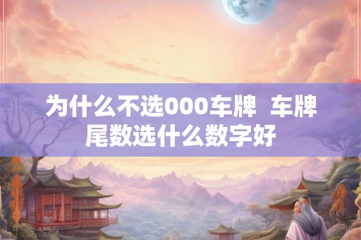 为什么不选000车牌  车牌尾数选什么数字好