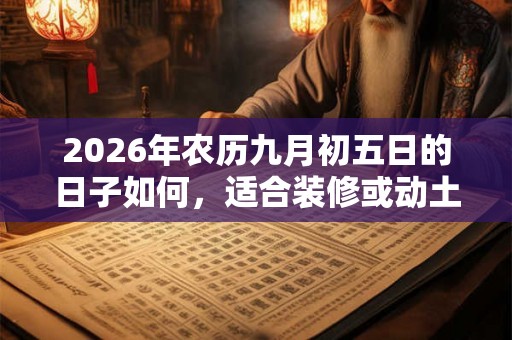 2026年农历九月初五日的日子如何，适合装修或动土吗？