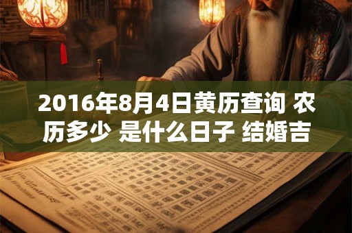 2016年8月4日黄历查询 农历多少 是什么日子 结婚吉时