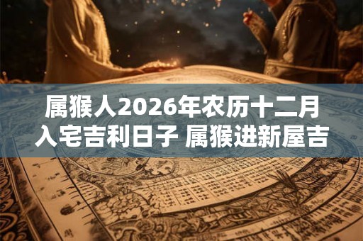 属猴人2026年农历十二月入宅吉利日子 属猴进新屋吉日