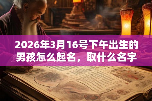 2026年3月16号下午出生的男孩怎么起名，取什么名字吉祥？