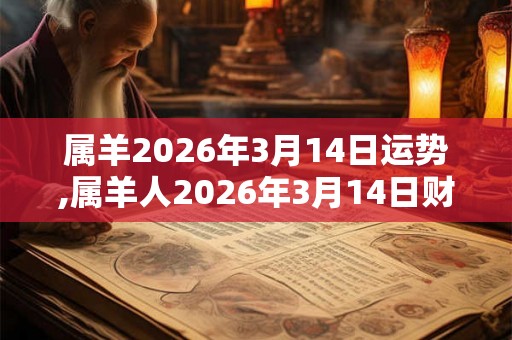 属羊2026年3月14日运势,属羊人2026年3月14日财运,生肖羊2026年3月14日运势