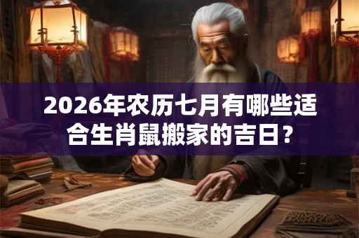 2026年农历七月有哪些适合生肖鼠搬家的吉日？