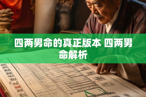 四两男命的真正版本 四两男命解析 四两男命的真正版本 四两男命解析
