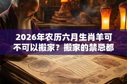 2026年农历六月生肖羊可不可以搬家?搬家的禁忌都有哪些? 2026年农历六月生肖羊可不可以搬家?搬家的禁忌都有哪些?